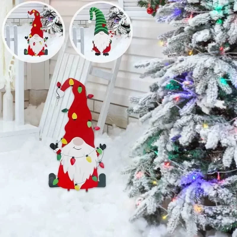 1 Pcs Christmas Gnome Sign Garden Art Swedish Tomte Stake For Yard Lawn Patio Decorative Ornament Merry Christmas Decor