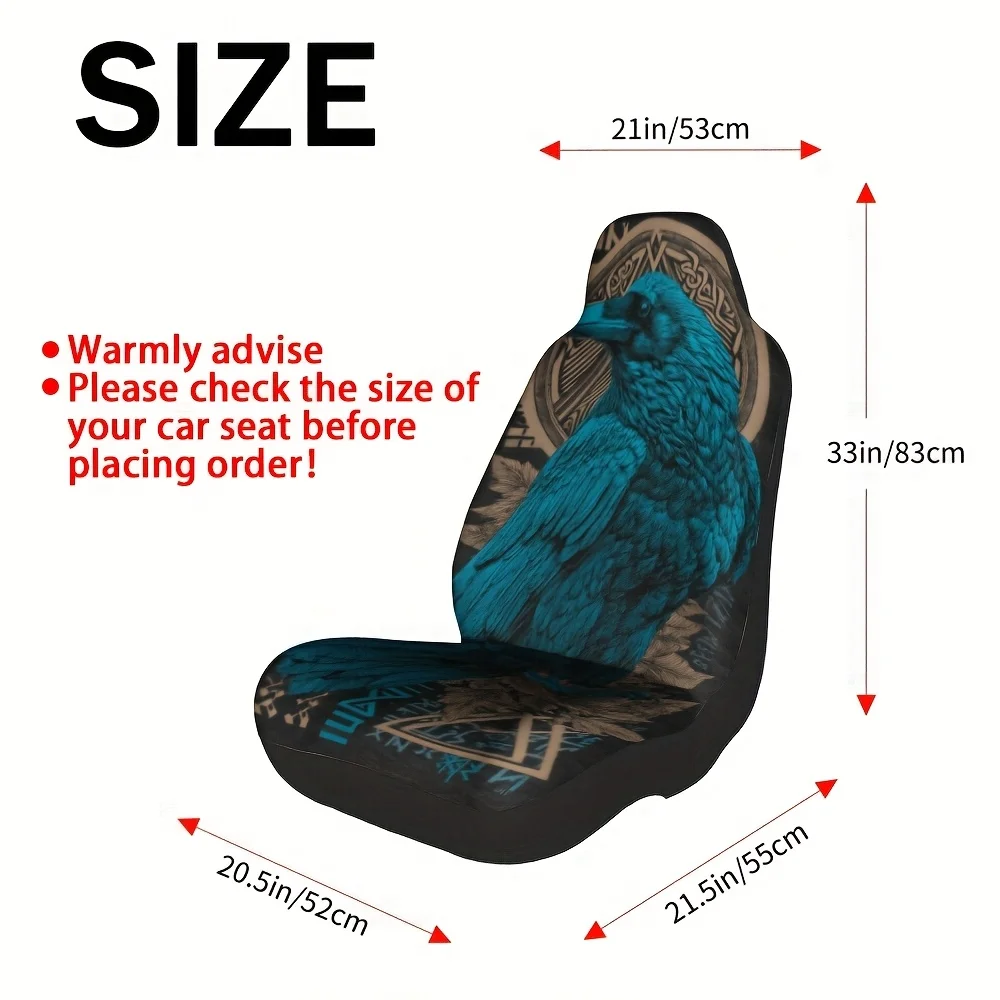2pcs, Nordic Ravens Celtic Knot Design Car Seat Covers, Compatible With Most Sedan And SUV Front Seats, Great For Front Seat Com
