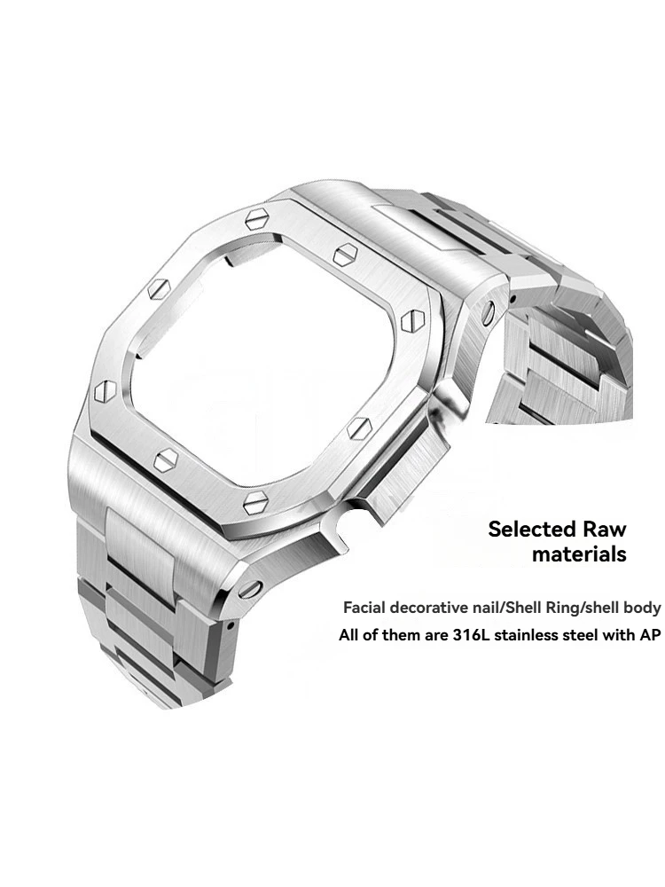 DW5600 GW-M5610 GW-B5600 Modified stainless steel bezel and watchband For G-SHOCK Casio 5600 5610 Metal case strap Mod Kit set