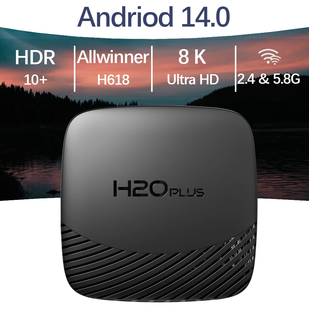 HONGTOP H20PLUS Smart Android TV Box Android 14.0 16 ГБ 64 ГБ 2,4 и 5G WIFI 8K Медиаплеер Android Очень быстрый 1080P Телеприставка