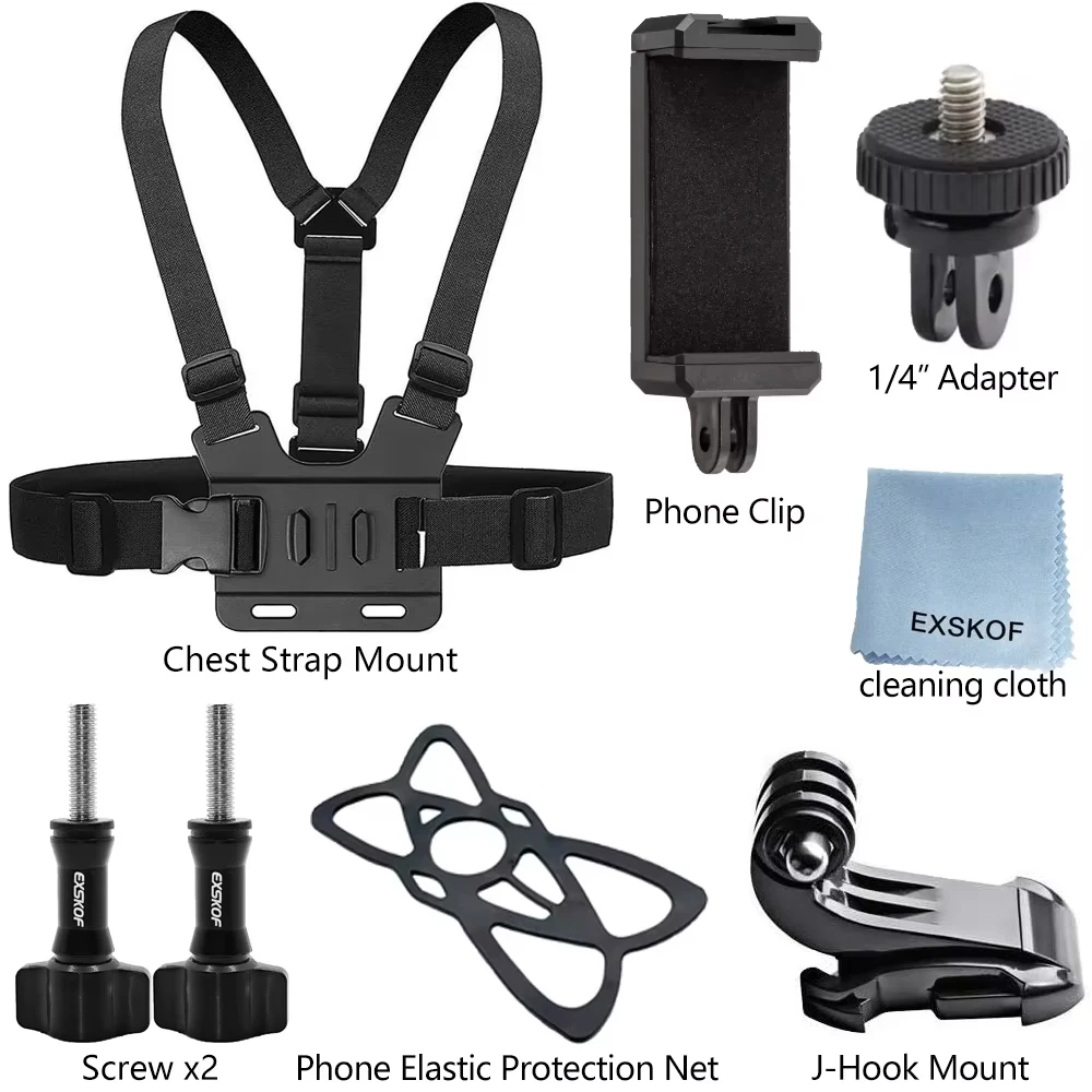 Alles-in-één actiecamera-accessoireset Hoofdband Borstband Mount Verstelbaar voor GoPro Hero Telefoon Osmo SJCAM AKASO insta360
