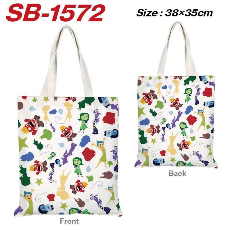 Inside Out 2 Disney Tote Bag stampa a colori borse di tela Shopping Handbag borsa a tracolla da donna borse riutilizzabili per cartoni animati