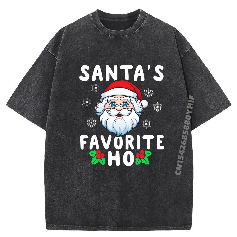 

Футболки Santa's Favorite Ho, уличные топы, футболки с рисунком, мужская повседневная стираная одежда на Рождество
