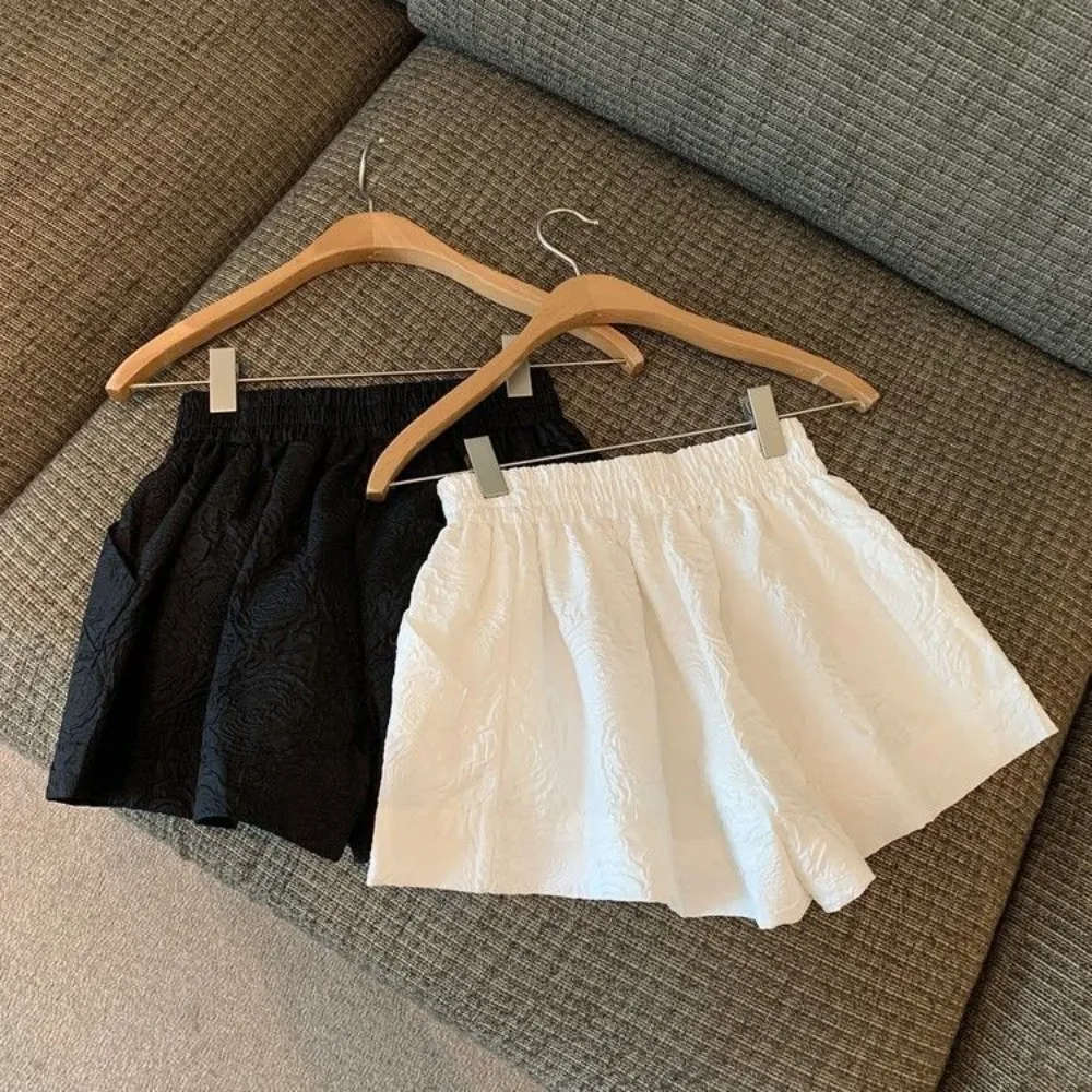 

High Waist Black White Shorts With Pockets Comfortable High Waist Shorts Elastic Leisure Casual Sports Short Pants Slim Fit