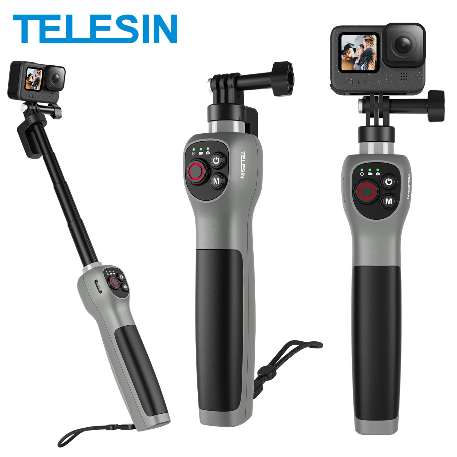 TELESIN Diving Underwater 0.85M Selfie Stick Wodoodporny bezprzewodowy pilot zdalnego sterowania do Gopro Hero 8 9 10 11 12