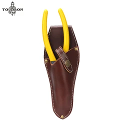 Tourbon Gardening Leather Pliers Pouch Pruning Shears Pruner Scabbard Holster Tool Holder Waist Pockect Brown for Belt