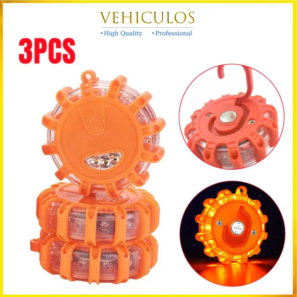 LED 도로 플레어 비상 조명, 마그네틱 베이스 보관 가방 포함, 도로 안전 비콘 디스크, 깜박이는 경고 플레어 키트, 3 개