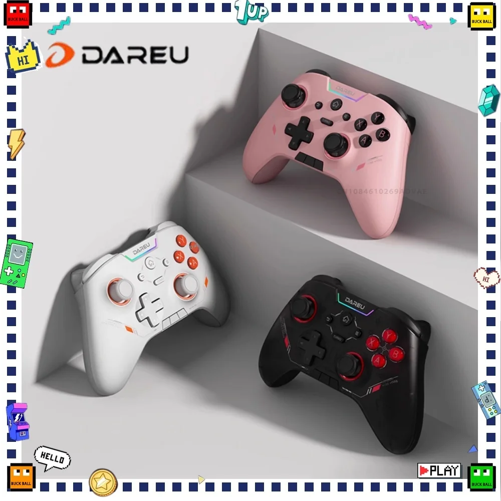 Dareu H100 Gamepad Three Mode Wireless Game Controller Custom 1000Hz Hall Trigger Hall Joystick Gamepads For PC NS Smartphone