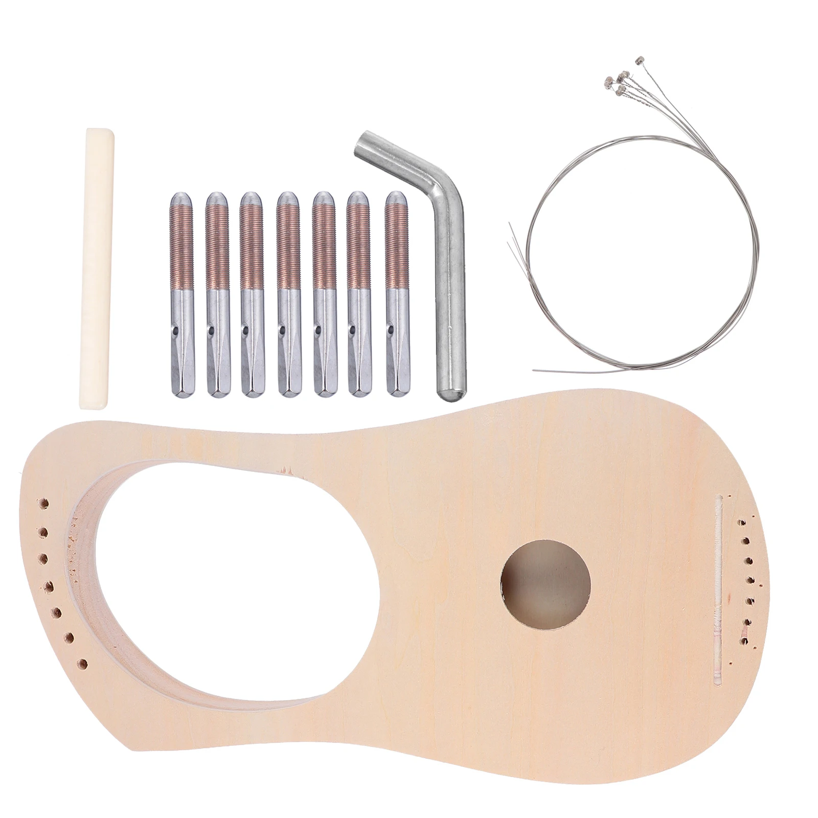 

7 String DIY Lyre Harp Kit Handmade Wooden Musical Instrument with Tuning Wrench Saddle String Post Greek Style Craft Kit