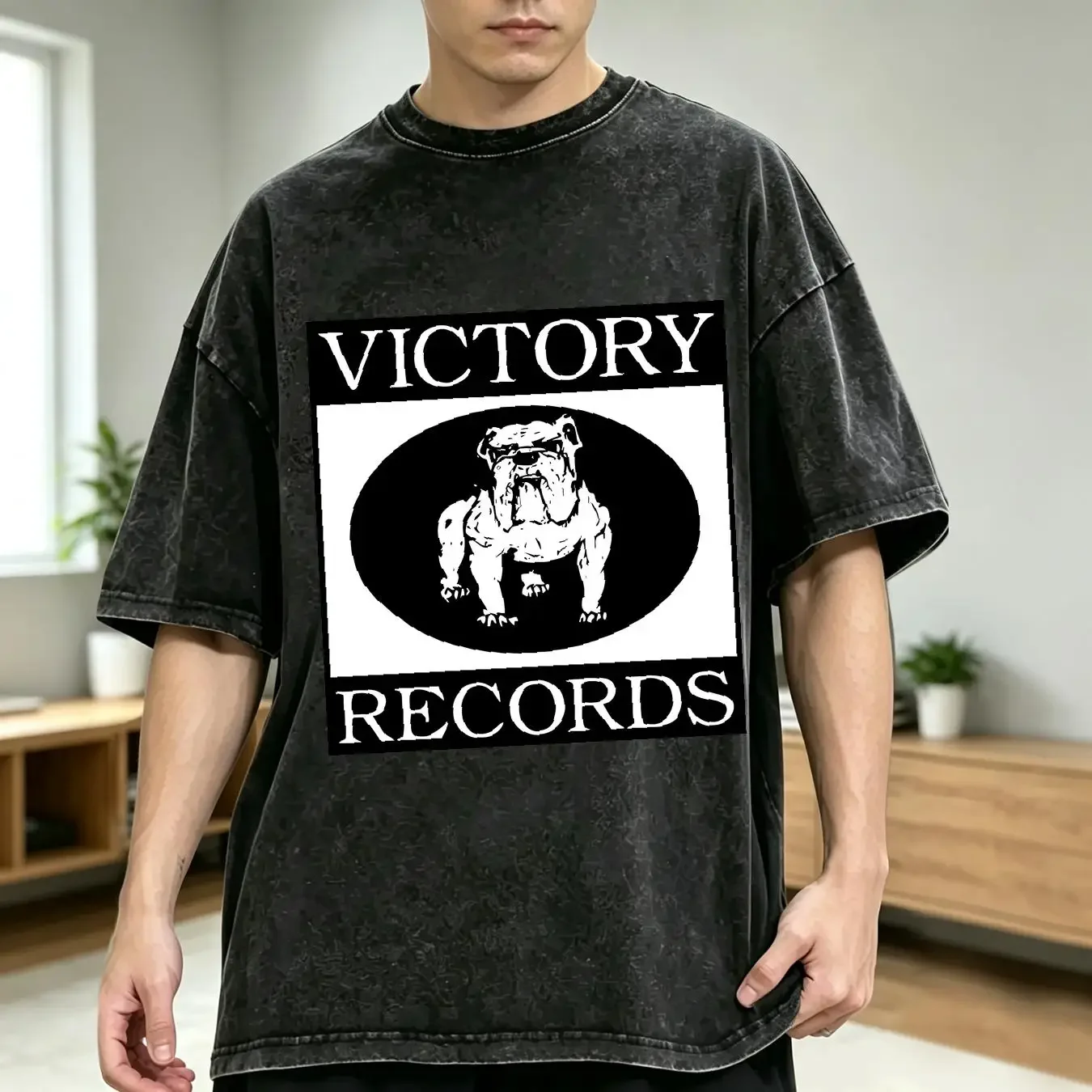 washed T Shirt New Victory Records Logo USA size S XXL long or short sleeves vintage Washed Soft Versatile Breathable fashion
