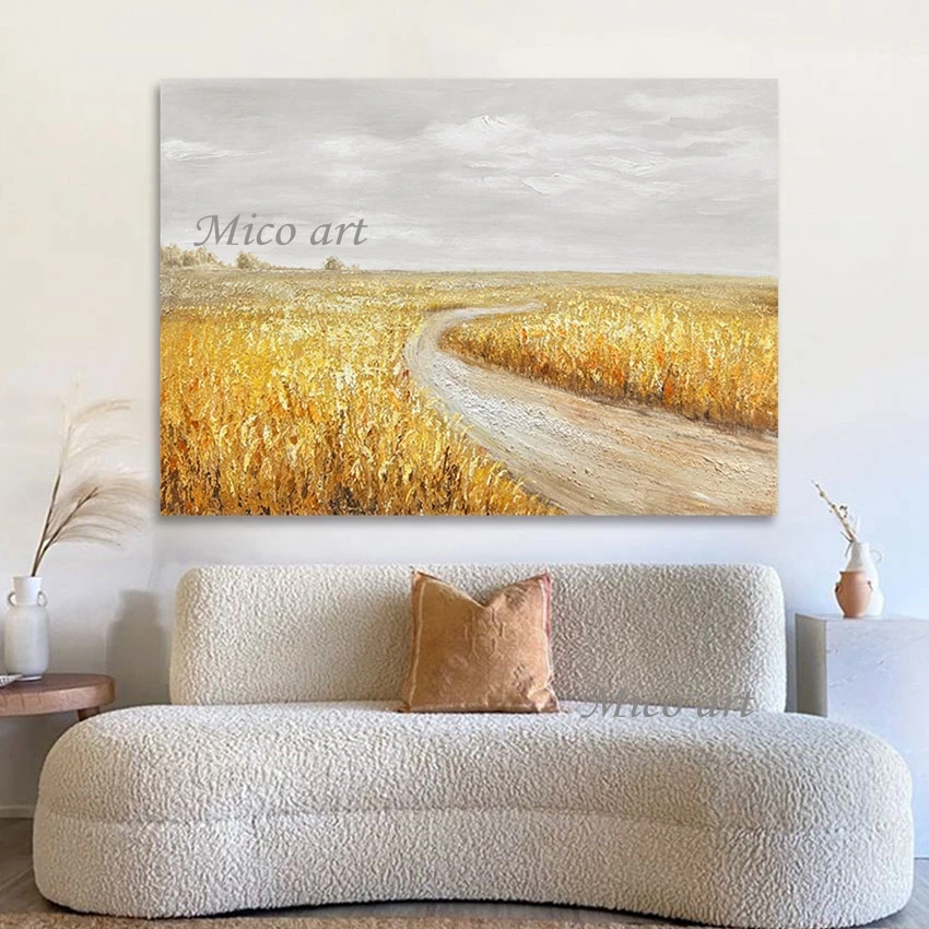 

Kitchen Decor Unframed Art Style Landscape Artwork Abstract Fields Of Golden Wheat Wall Picture Canvas Roll For Paintings