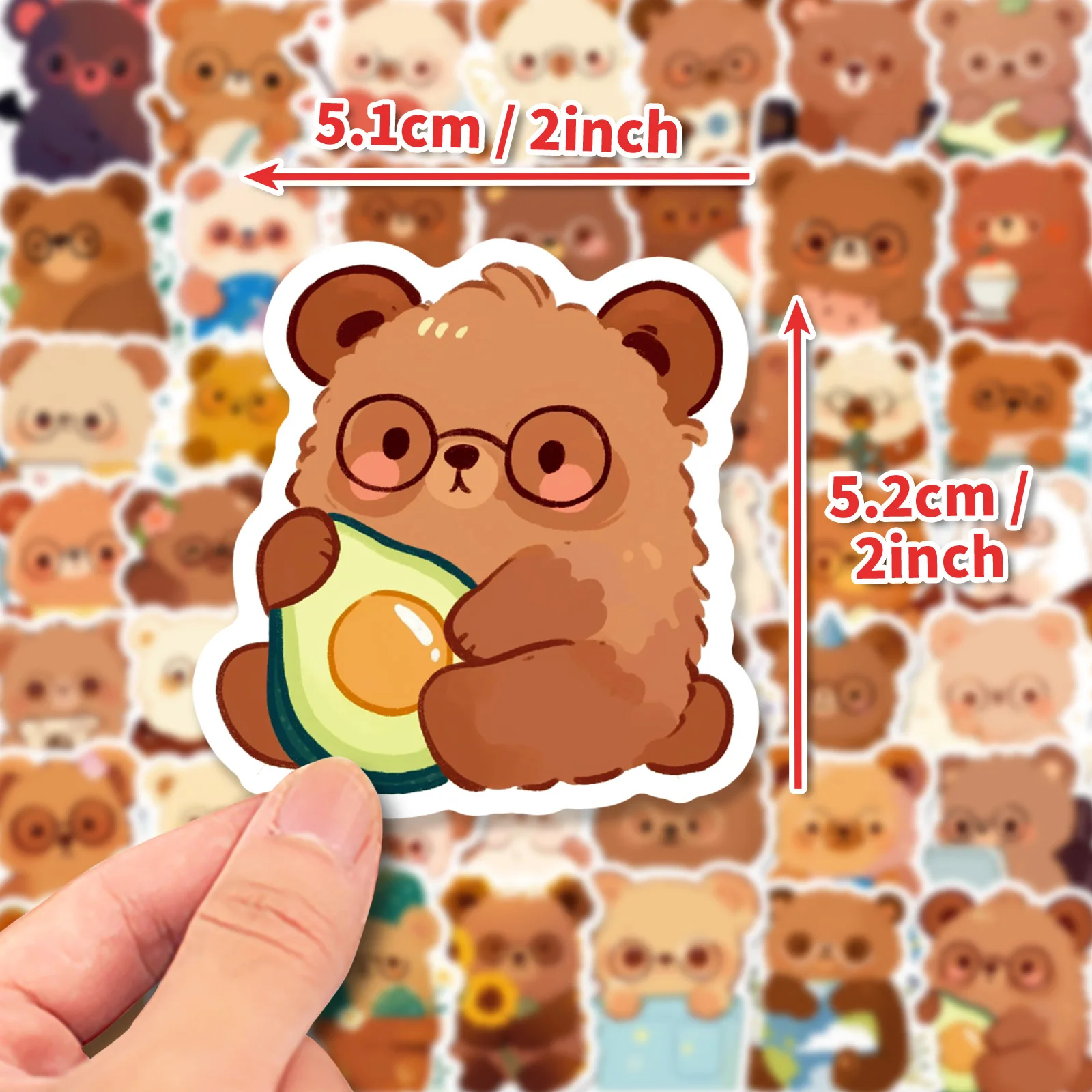 Urso Kawaii Adesivos para Crianças, DIY Adesivo Dos Desenhos Animados, Decalques de Brinquedo para Bagagem, Laptop, Telefone, Guitarra, Carro, Bicicleta, Skate, Animal Legal, 10 Pcs, 30 Pcs, 50Pcs