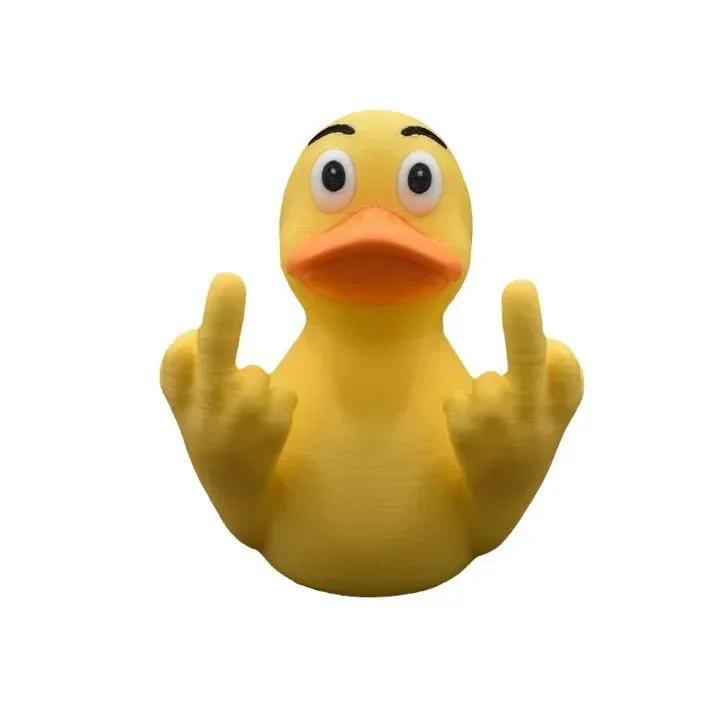 Duck for Jeep Car Truck Dashboard Interior Middle Finger Duck Rubber Ducks Finger Bidem with Us Flag Pattern Small Yellow