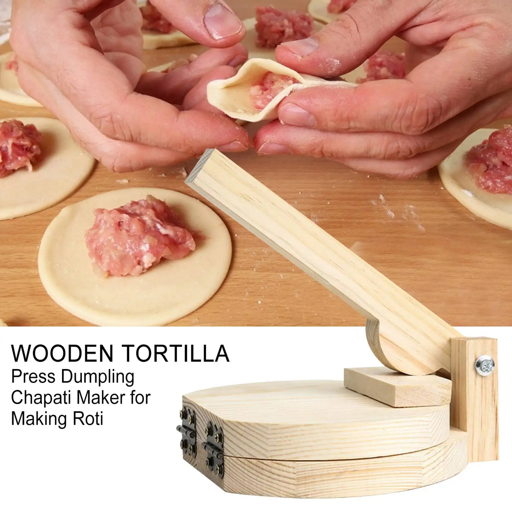 Wood Tortilla Press Dumpling Skin Maker Presser Chapati Roti Taco Corn Maker Pressing Tools Kitchen Gadget Accessories