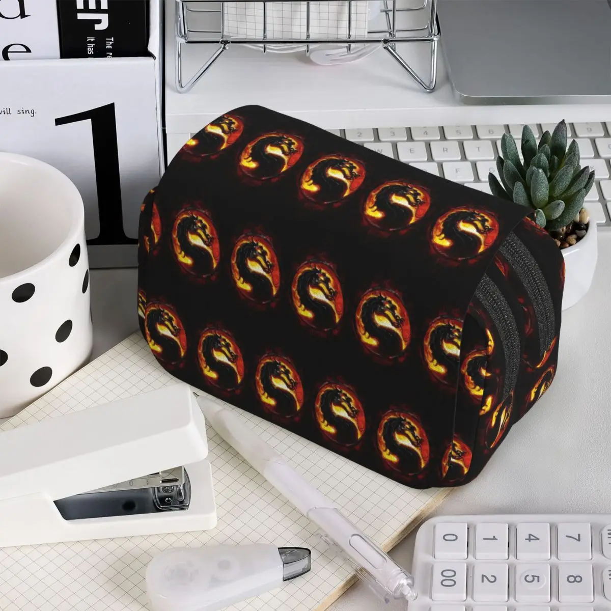 Estojo de lápis Mortal Kombat para crianças, caixa de canetas escolar, bolsa de lápis, material de papelaria, bolsa porta-canetas