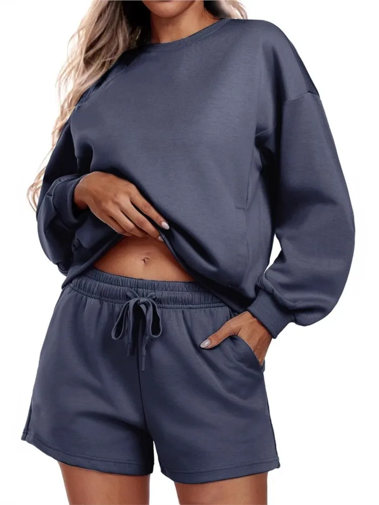 المرأة 2 قطعة ملابس رياضية مجموعة عادية كم طويل البلوز السراويل 2 قطعة مجموعة جديد الخريف موضة عادية قطعتين ملابس امرأة