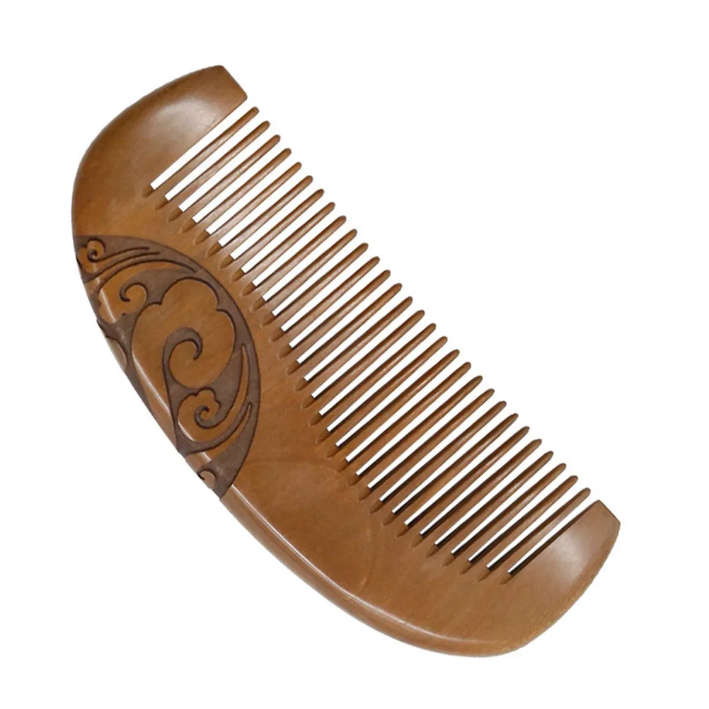 Handcrafted Wooden Comb with Carved Lucky Smooth Teeth Anti Scalp Stimulating Hair Comb for Women Retro