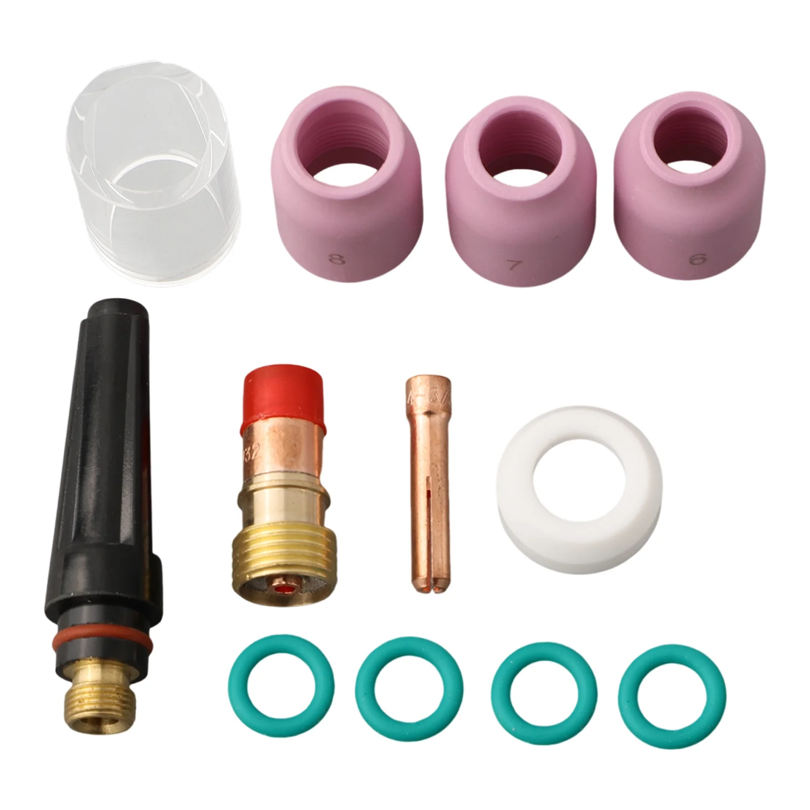 

TIG Welding Essentials Complete Kit of 12pcs Nozzles for Stubby Gas Lens Model 17GL332 and Fits DB SR WP Tools