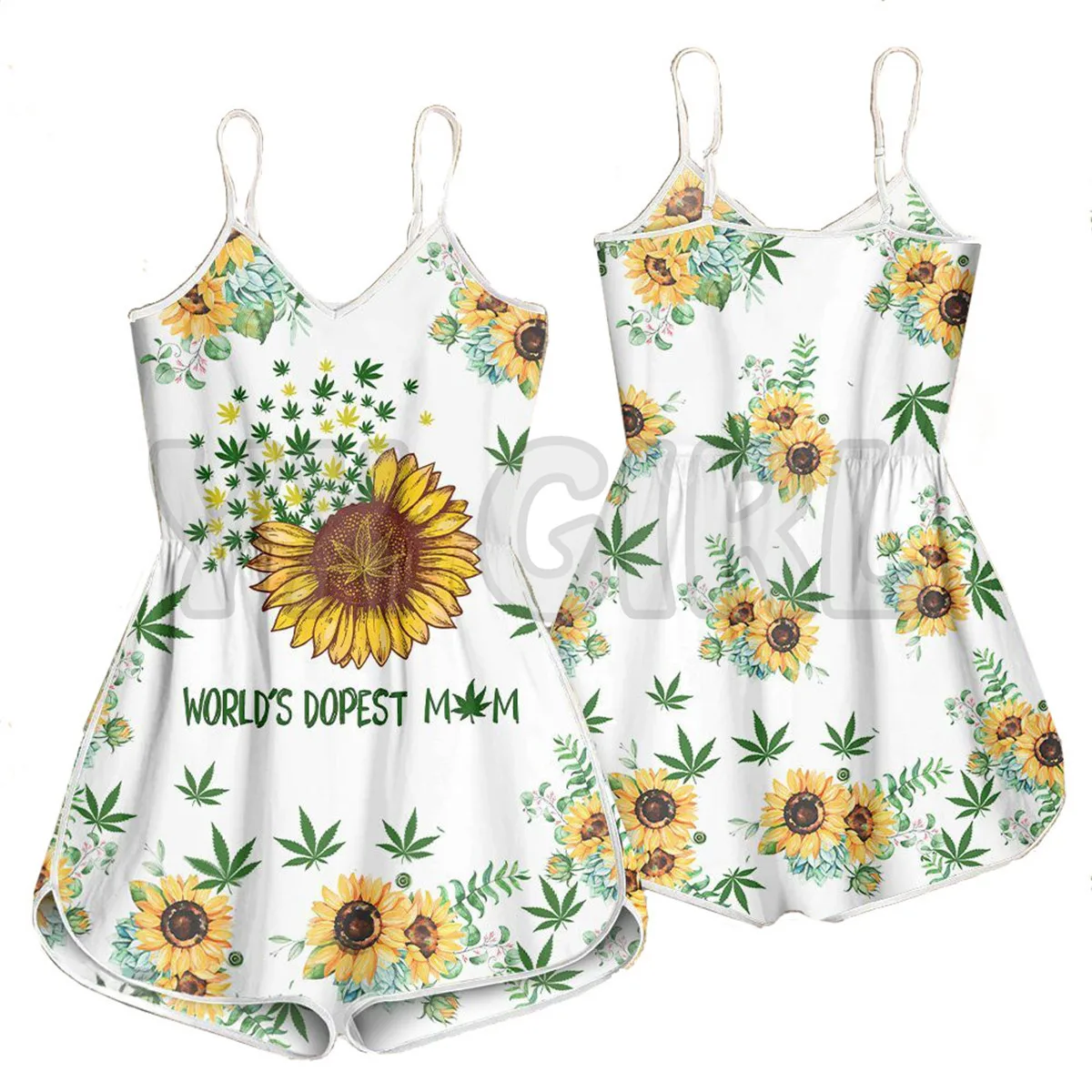 YX GIRL Macacão Estampado 3D com Motivo de Girassol, Roupas de Verão Bohemia para Mulheres