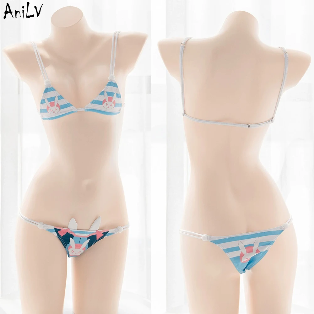 AniLV Anime gra strój kąpielowy bikini seria jednolite Cosplay impreza przy basenie plaża kobiety DVA konsola drukuj krowa stroje kąpielowe stroje