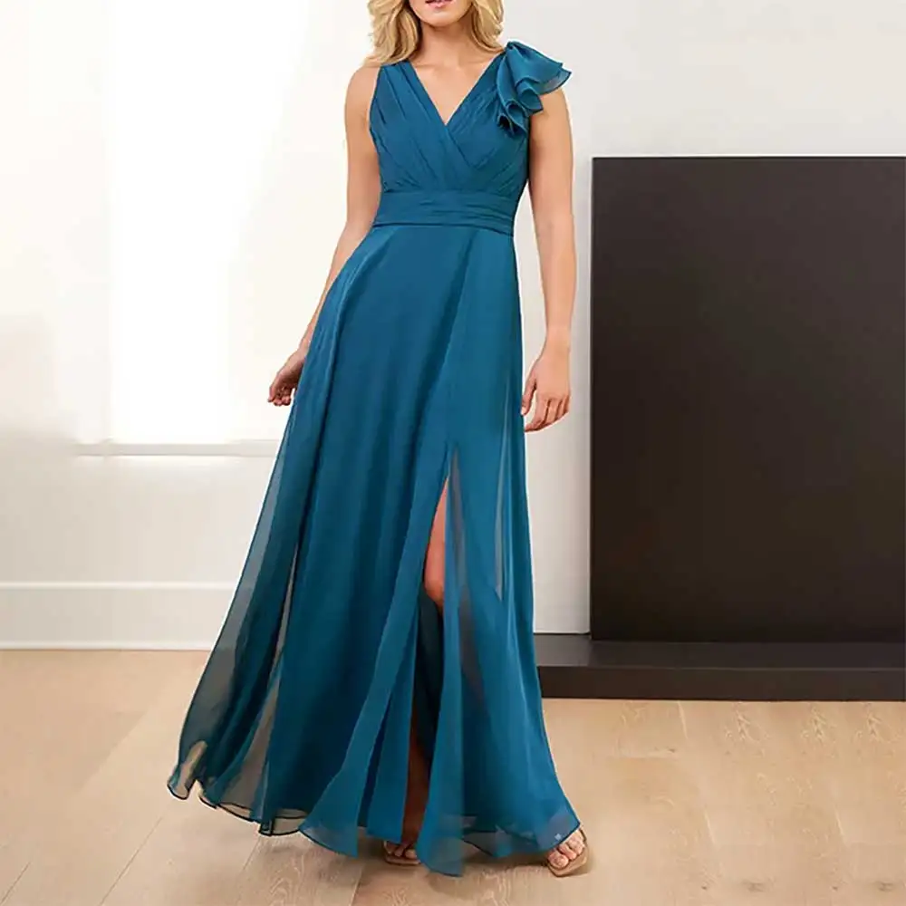 

2025 Новые женские элегантные вечерние платья без рукавов с v-образным вырезом и боковым разрезом для женщин, вечерние платья для выпускного вечера فساتين سهرة