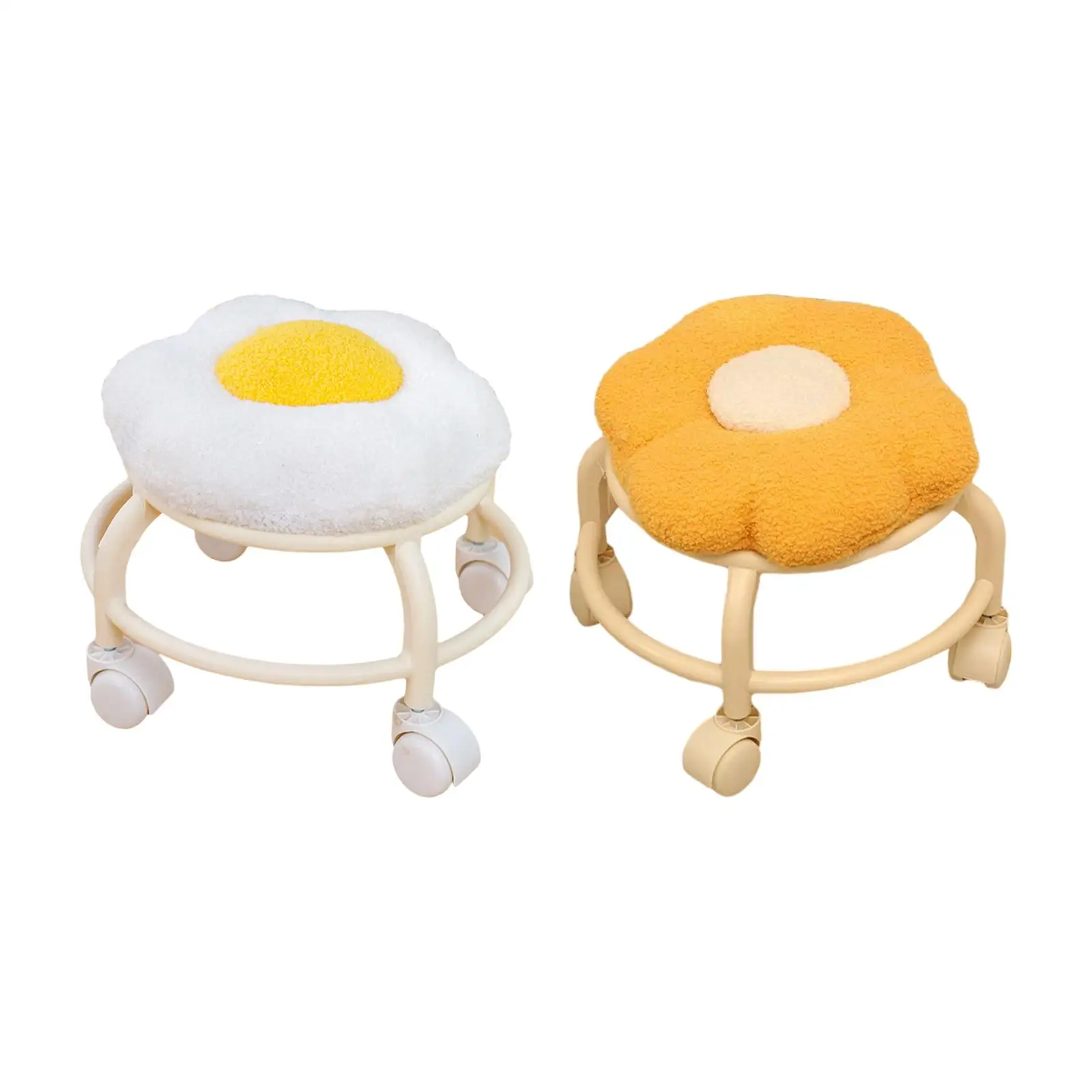 

Rolling Stool with Universal Swivel Caster Wheels Flower Shape Comfortable Sofa Stool for Home Apartment Bedroom Porch Playroom