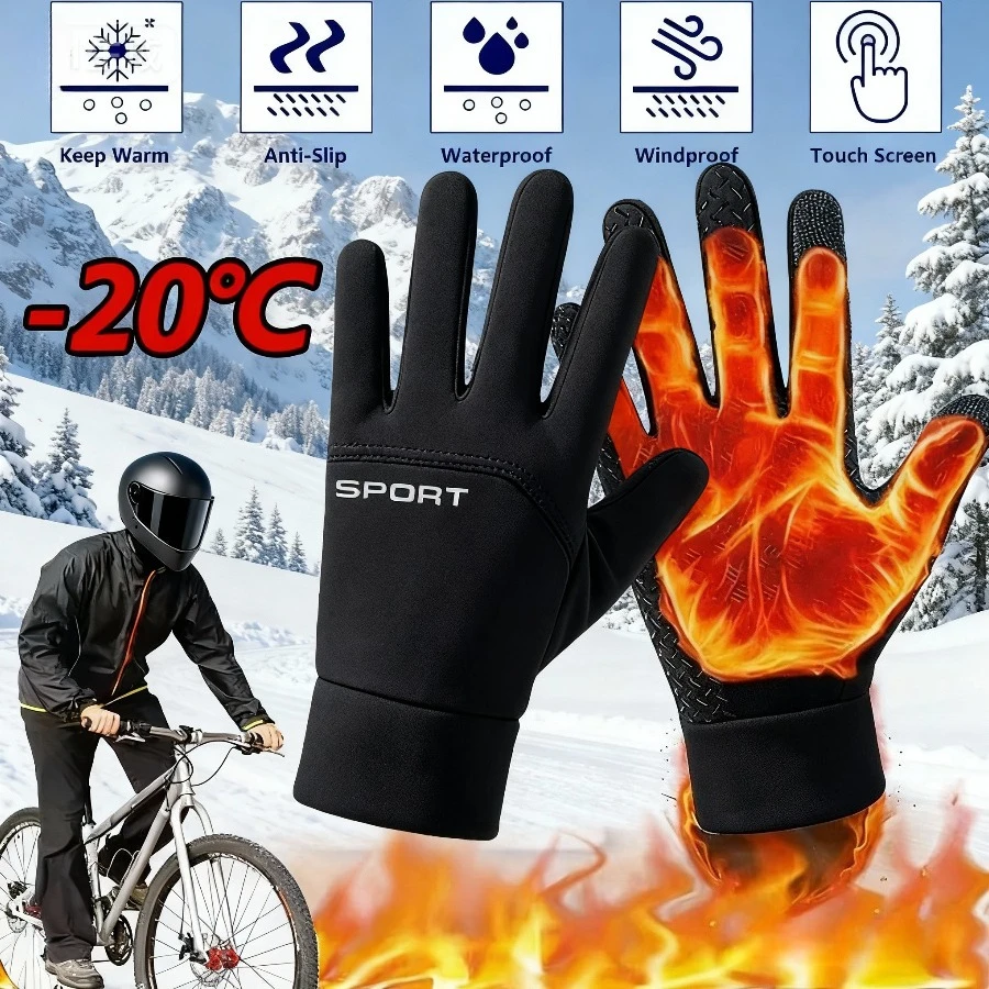 

Outdoor Touch Screen Heated Motorcycle Gloves Winter Windproof Ski Gloves Sport Cycling Player Fishing Warm Riding Bicycle Ski