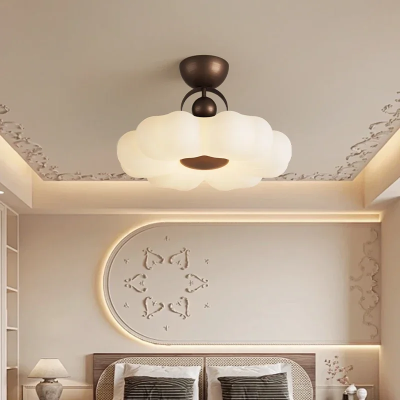 Northern Europe Cream Postmodern Style LED Bedroom Ceiling Lamp Retro Living Room Lamp Study Lamp Princess Designer Lighting