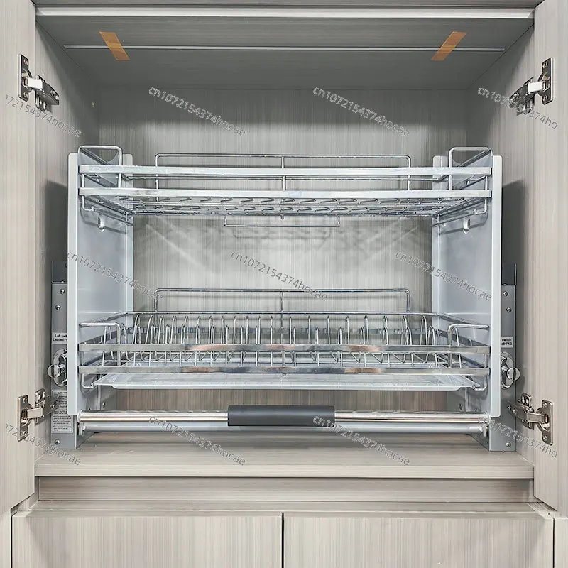 

New Kitchen Wall Cabinet Elevator Basket Up Down Pull Type Cabinet Storage Rack Seasoning Dish Lift Basket