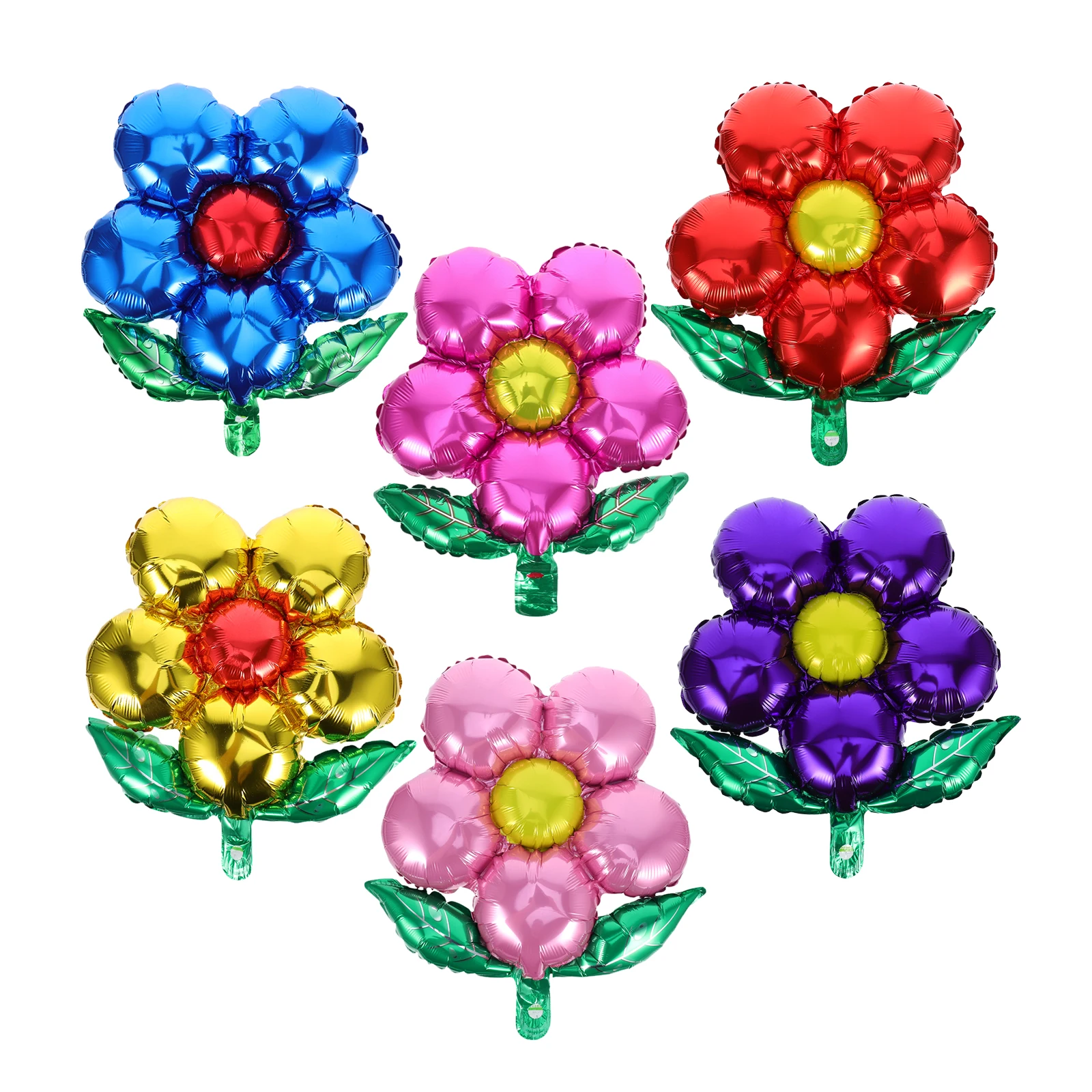 

6 Pcs Decorative Balloons Flower Festival Party Aluminum Foil Unforgettable Rosy