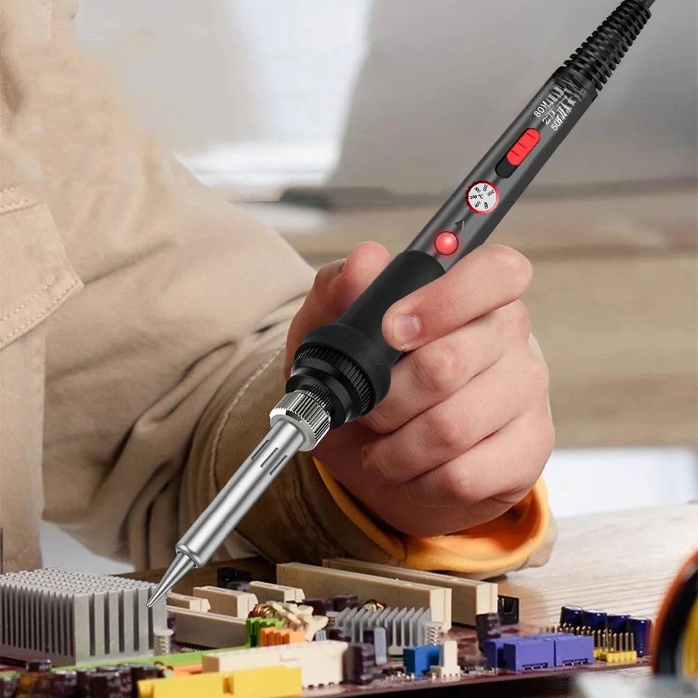 80W Electric Soldering Iron Set With Quick Heat Core For Home Garden Tool Workshop And Precise Metal Joining-Tasks