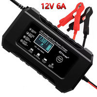 Car Battery Charger 12V 6A Pulse Repair LCD Display Smart Fast Charge AGM Deep Cycle GEL Lead-Acid Charger For Auto Motorcycle