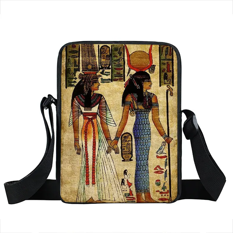 Egyptian Art Print Crossbody Bag Egypt Pharaoh Anubis Messenger Bags Small Satchel Women Handbag Vintage Shoulder Bag for Travel