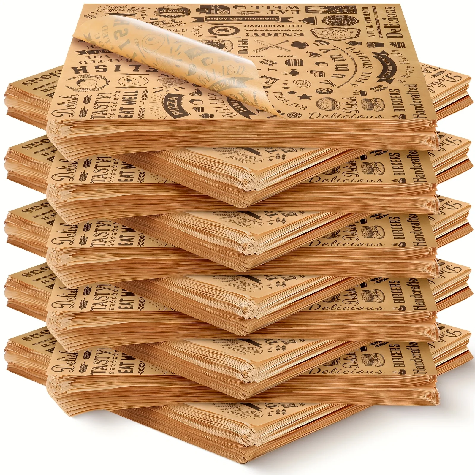 

1000pcs 12x12 Inch Brown Deli Wax Paper Sheets - Grease & Water Resistant, Perfect for Sandwiches, Hot Dogs, and Baking