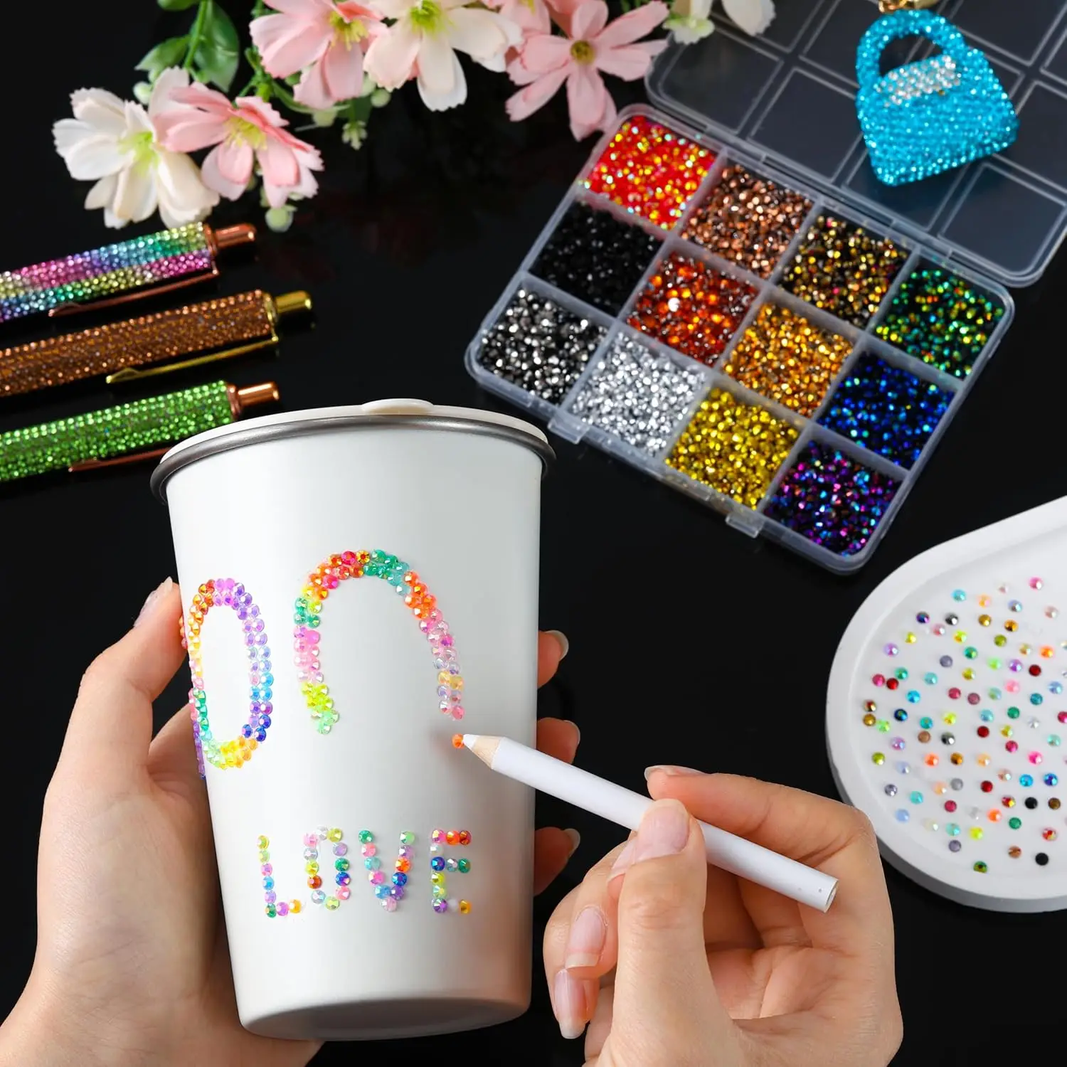 Bedazzling Kit 6 Box 72 Colors Resin Jelly Rhinestones 4×10ml B7000 Jewelry Glue 3mm Flatback Sparkling Gems