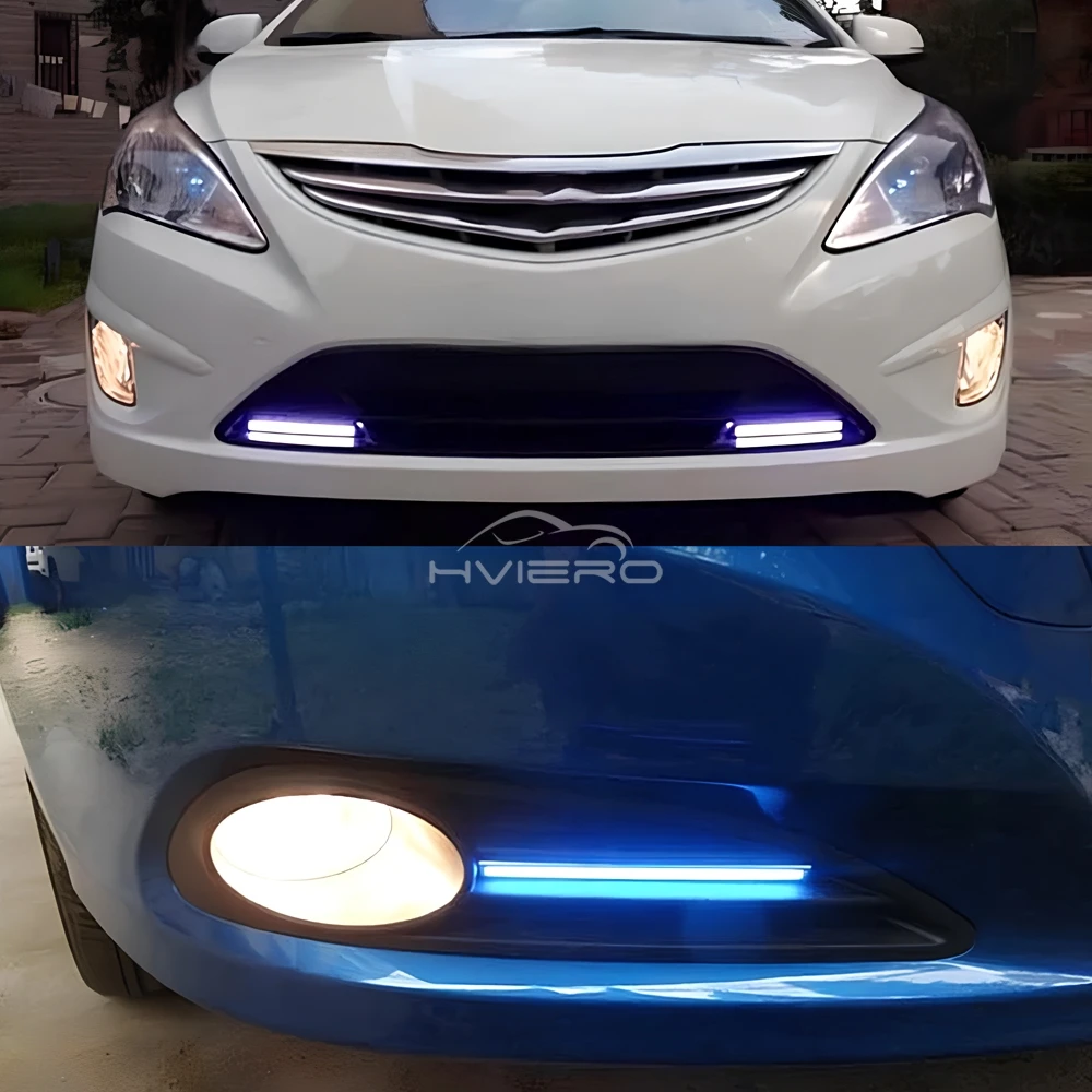 1pcs 17CM 1Row White Blue COB DRL Daytime Running Light Led 12V Ultra Bright Day Turn Signal Parking Fog Lamp Bar Car Motorcycle