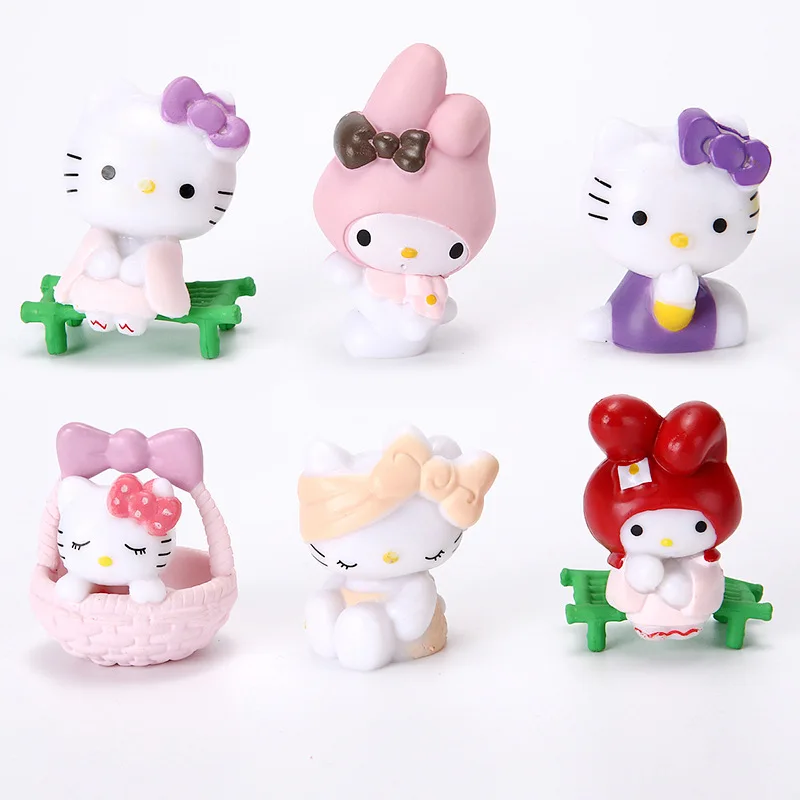 6 قطعة مرحبا كيتي دمية الزخرفية لطيف لعبة من الكارتون باقة DIY بها بنفسك سطح المكتب اكسسوارات السفر النساء لوازم طالب هدية بالجملة #1