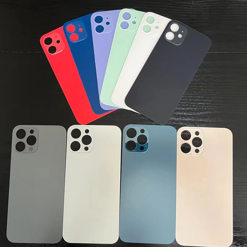 1 Stück OEM und 2 in1 großes Loch-Rückglas für iPhone 12 Mini 12MINI Ersatzbatterieabdeckung Hintertür-Rückglas