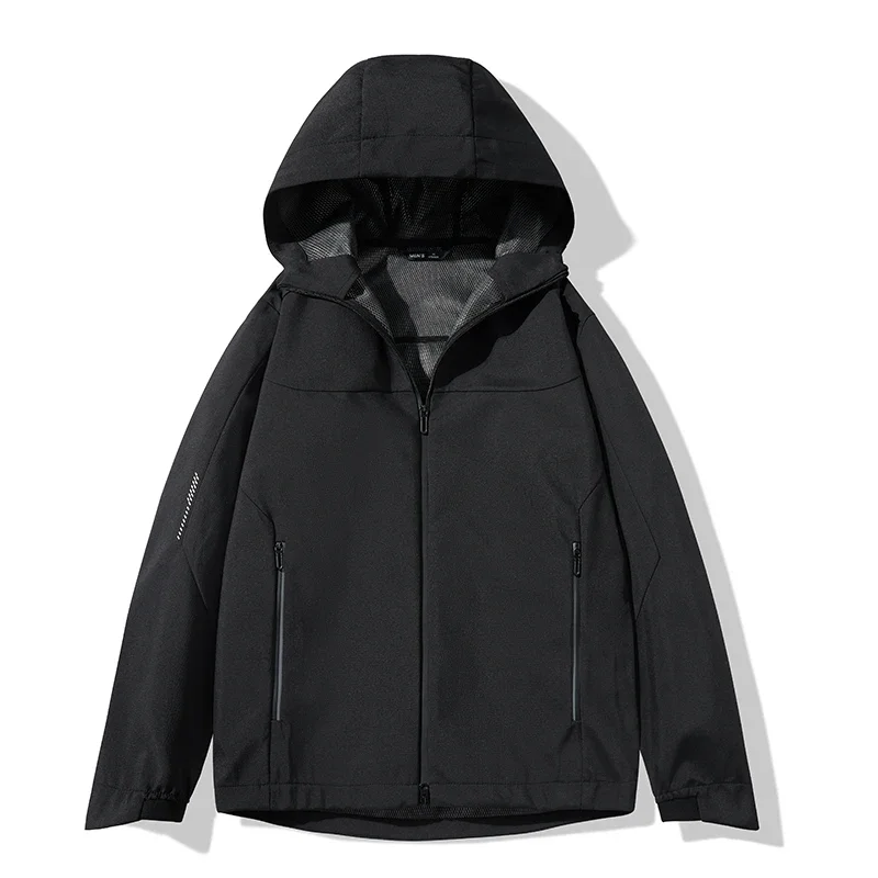 Outdoor Casual Men Hiking Jackets Windproof Waterproof All-match Male Clothes Quality Comfortable Outerwear Solid Color Hooded