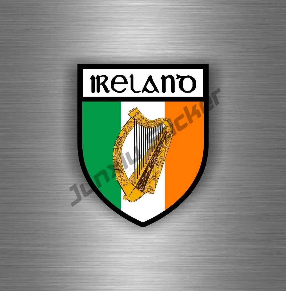 Irish Crest Sticker Self-adhesive Vinyl Irish Flag IRL Decal Car Shield Motorcycle Tuning Irelande Irish Royal Flag  Accessories