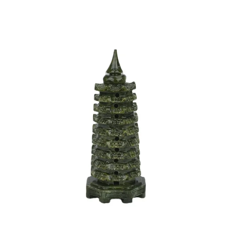 jade carved crafts Natural Sapphire jade Wenchang Tower,Feng Shui Decoration