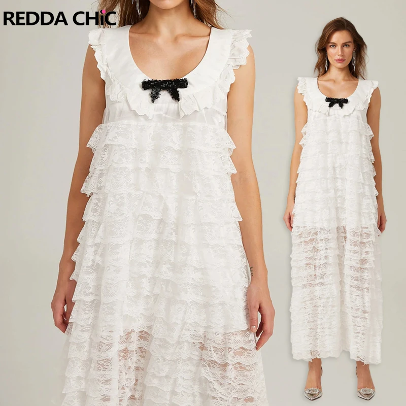 REDDACHiC Abito da babydoll da donna con Cami Slip a strati con volant in pizzo Colletto alla Peter Pan Abito da torta Compleanno Abiti da principessa Cutecore