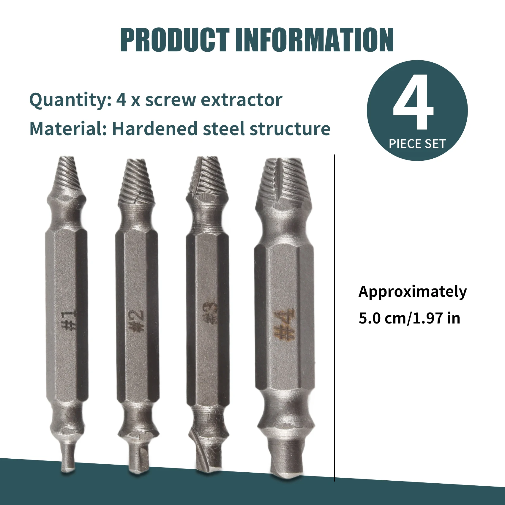 AC88 4Pcs Screw Extractor Set Broken Bolt Remover Drill Bits Guide Kit Easy Out Tool #1 #2 #3 #4