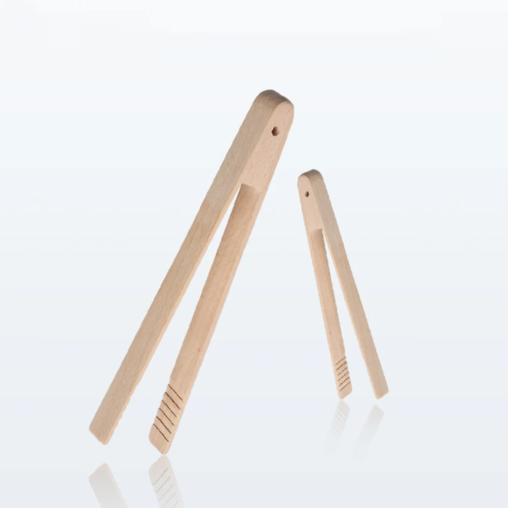 

Natural Beech Toaster Tongs Heat Resistant Lightweight Kitchen Cooking Food Clips Dishwasher Safe for Baking Barbecue Grilling