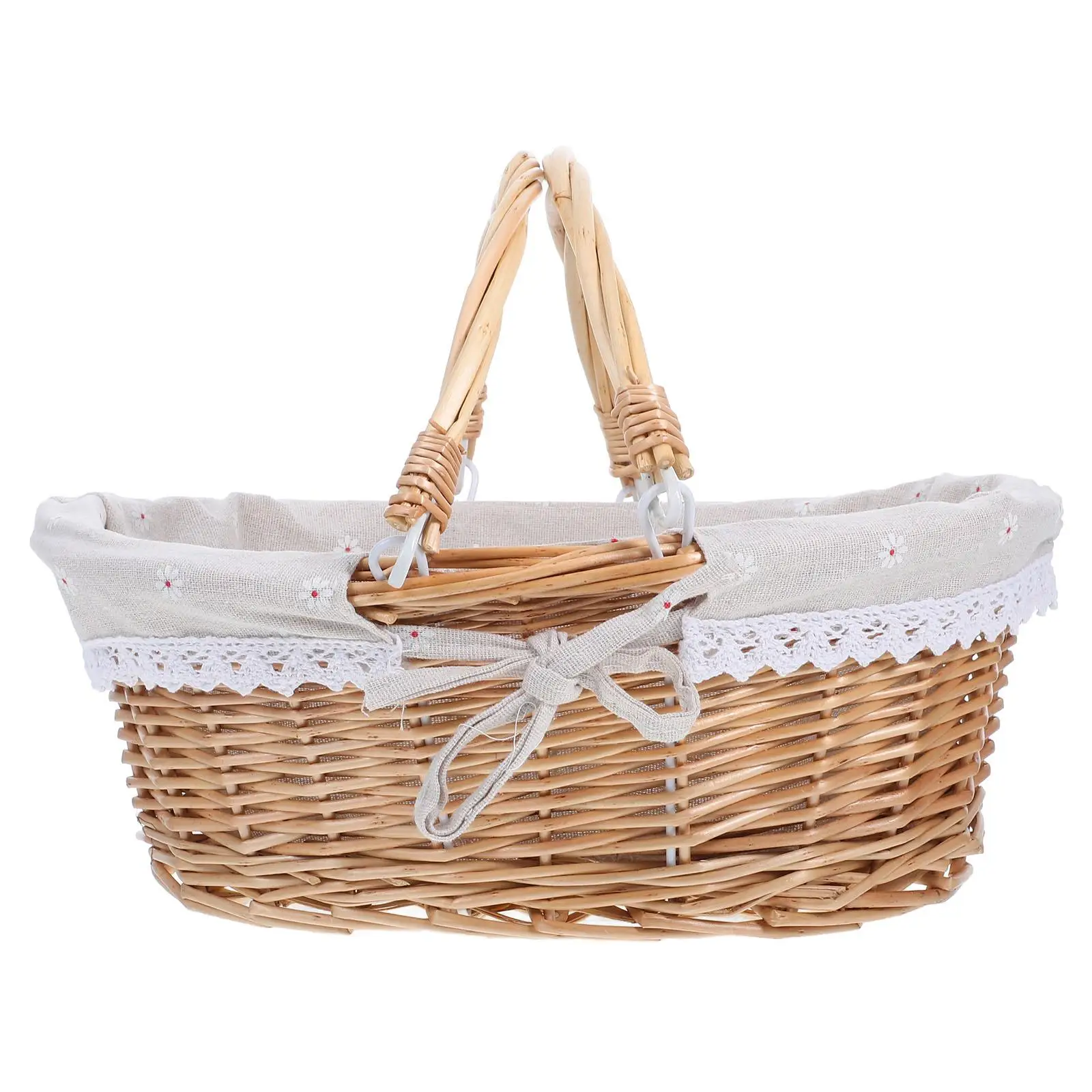 Wicker Picnic Basket for ganizing Accessories Rattan Small Storage Baskets Pantry Desk Multifunctional Home Kitchen Fruit