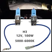 2pcs Blue H3 12V 100W Xenon Halogen car Headlight Fog Quartz Glass 5000K-6000K Light Lamp Bulbs