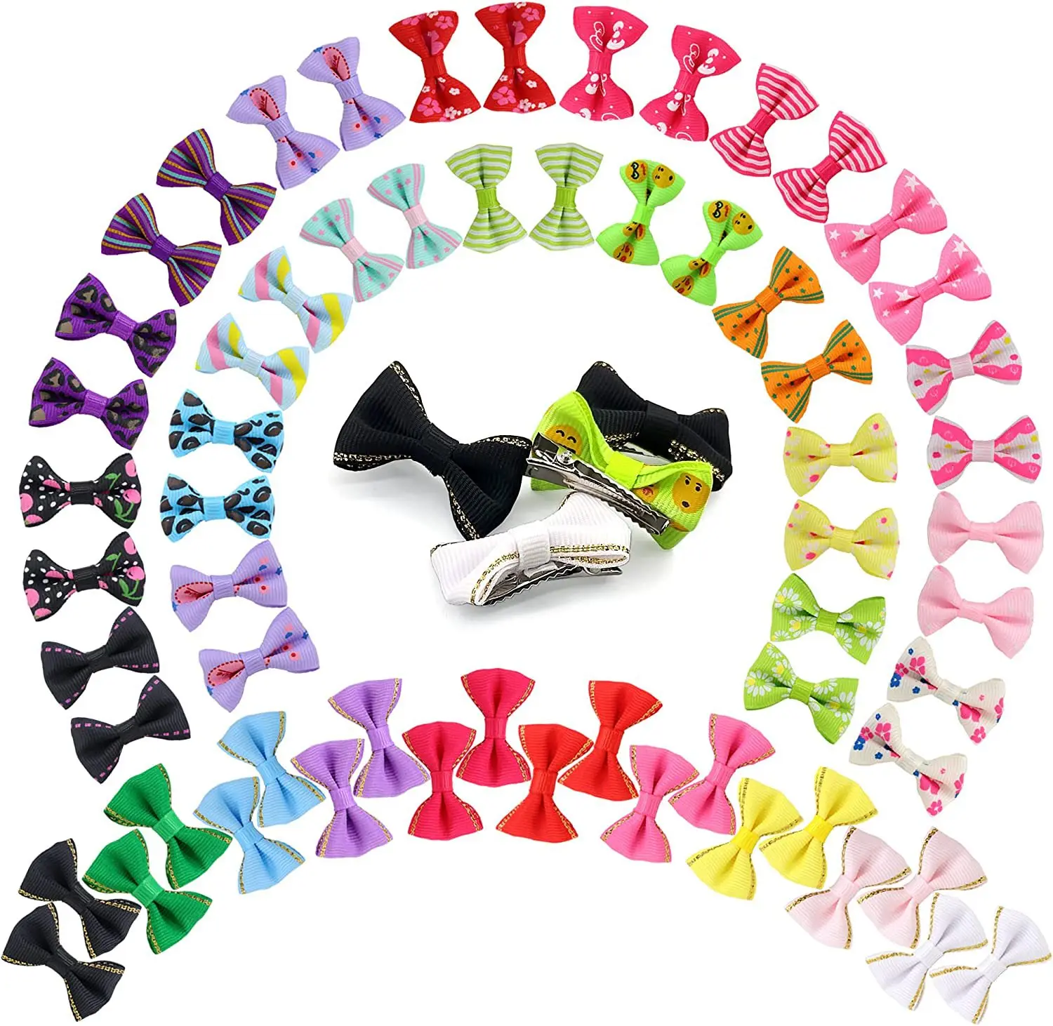 

100pcs Dog Grooming Hair Bows Dog Bows Mix Colours Small Dog Accessories Dog Hair Rubber Bands Pet Headwear Pet Supplier