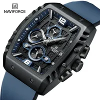 NAVIFORCE Men Quartz NF8025 Watches Sports Waterproof Silicone Strap Wrist Watch for Man Calendar Male Chronograph