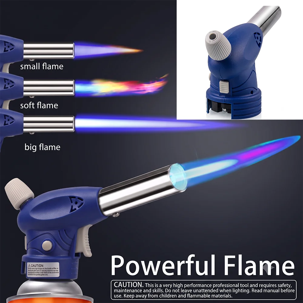 Pandatour 360-Degree Invertible Cassette Gas Blowtorch With One-Touch Ignition Child Safety Lock 17cm Extended Baking Roasting