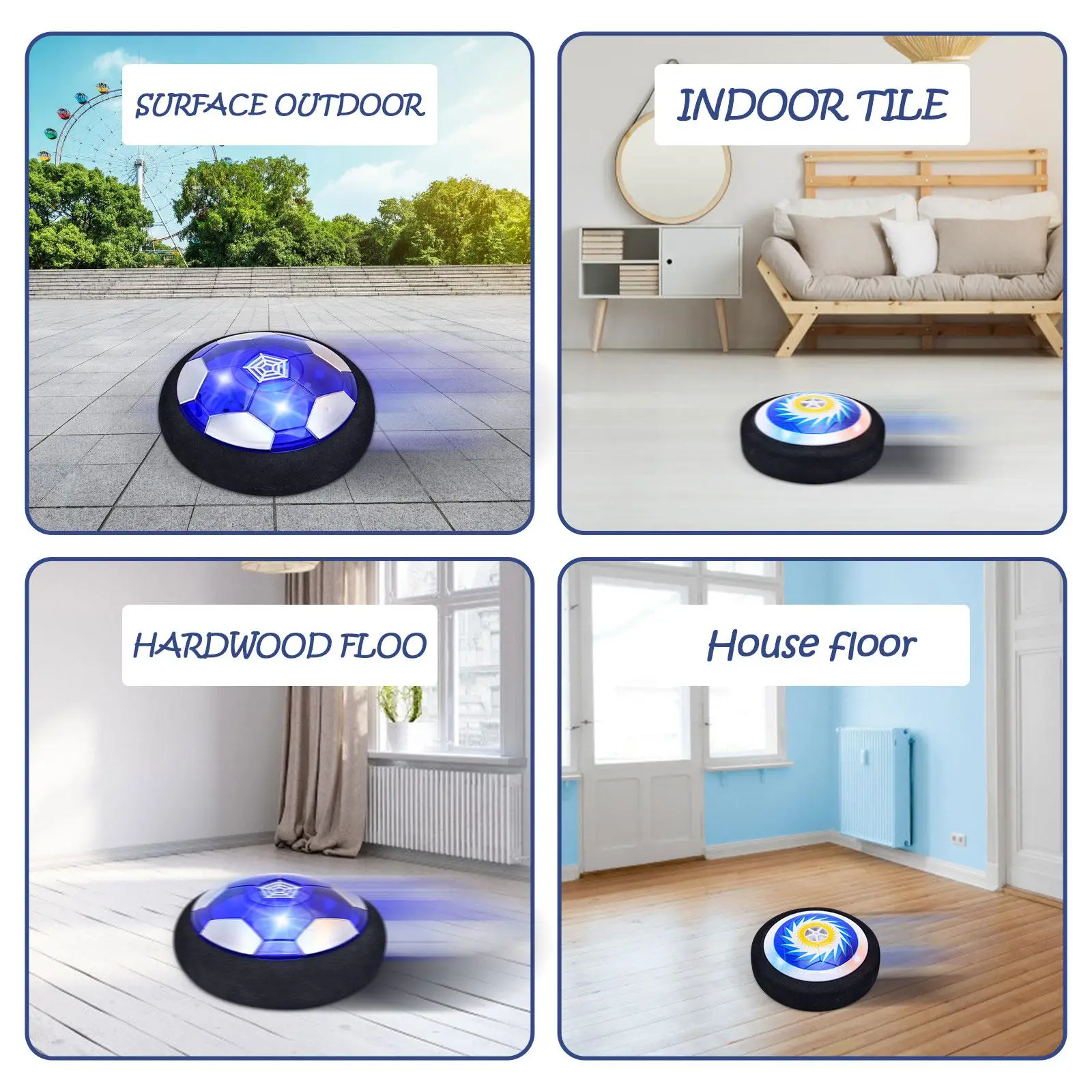 Juguete combinado multifuncional de fútbol Hover Hockey, juguete deportivo, futura de fútbol con luces LED frescas, anillo de choque de espuma protege muebles y pies, regalos para el día de los niños/aniversario/Navidad